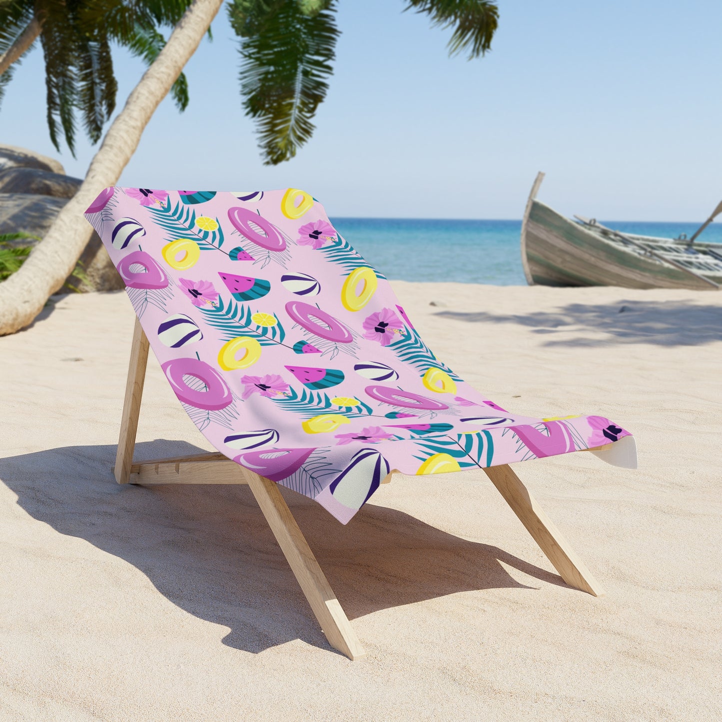 Vibrant Summer Beach Towel with Tropical Design, Poolside Essential, Gift for Beach Lovers, Vacation Must-Have, Fun Outdoor Accessory